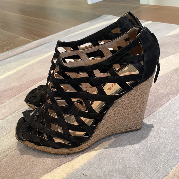 Prada Cage Black Suede Sandals size 40 Espandrilles - Picture 2 of 5